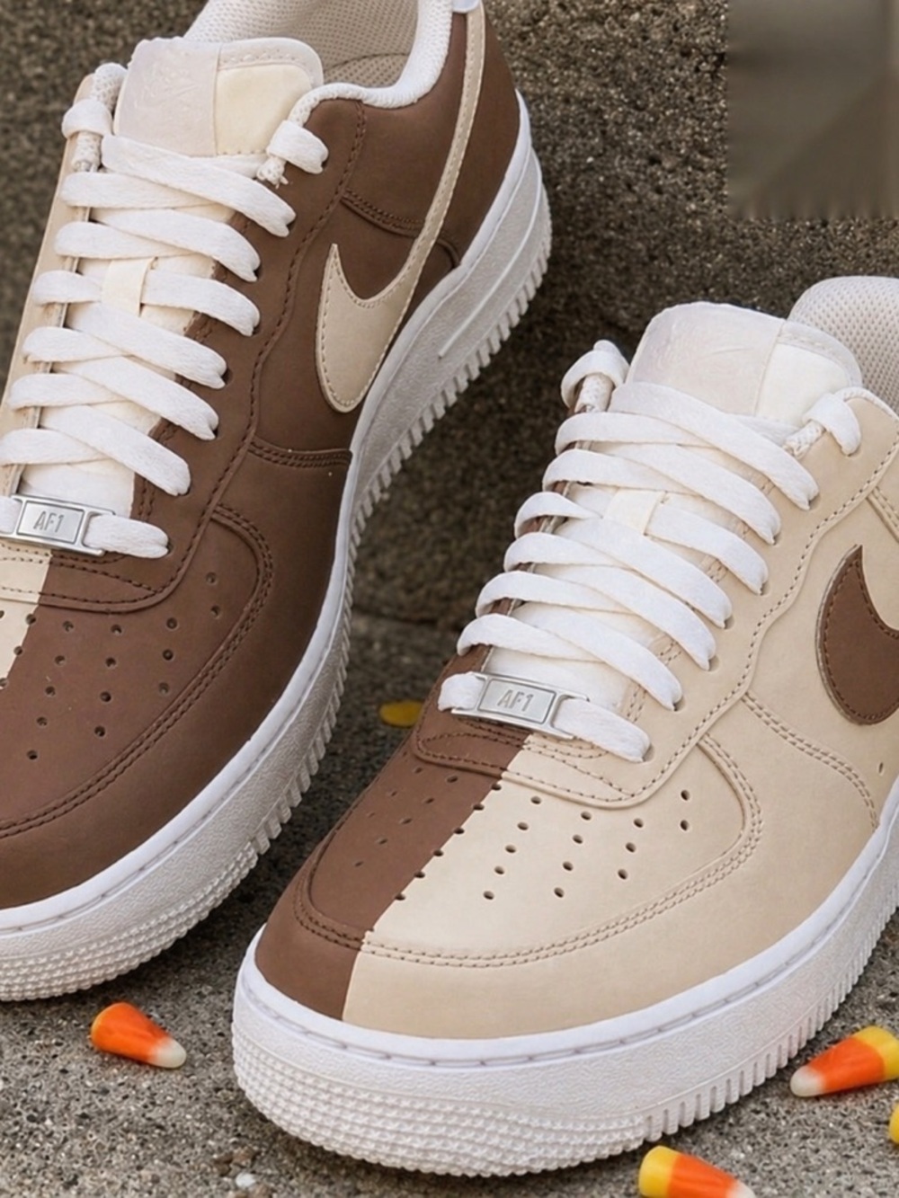 Nike Air Force 1 Brown and Cream Sneakers